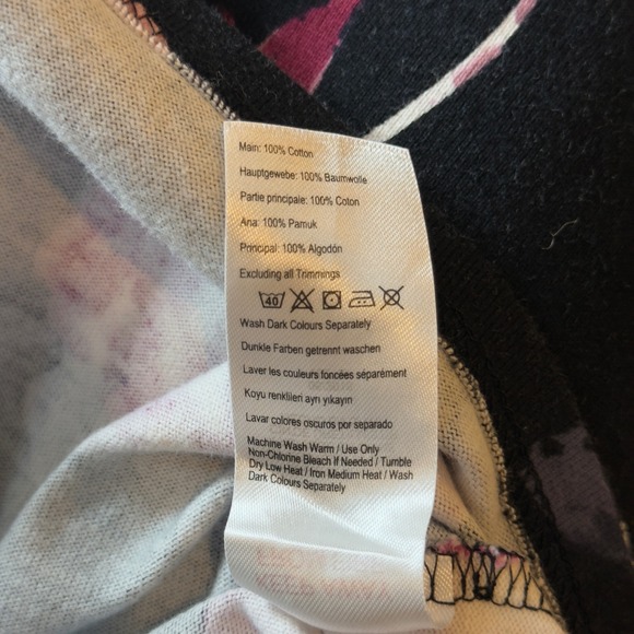 Joules Floral Print 3/4 Sleeve Knit Dress Black with Pink Roses Size‎ 2 - Picture 5 of 9